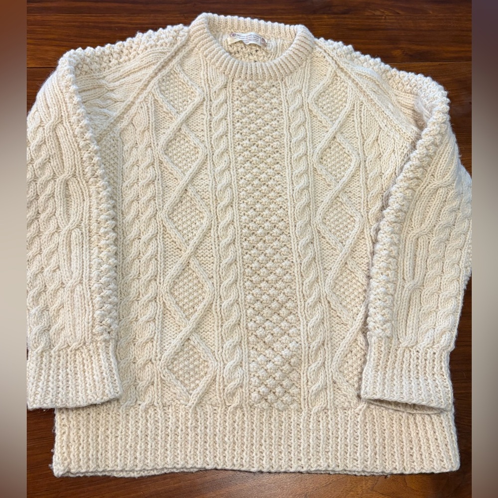 Blarney Woolen Mills Aran Irish Wool Fisherman Sweater Crewneck